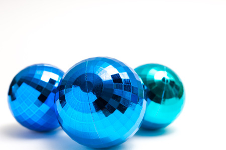 Blue Christmas ball on white backgroundの写真素材
