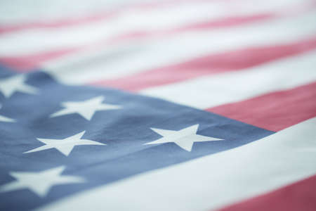 crumpled of United state of America flagの写真素材