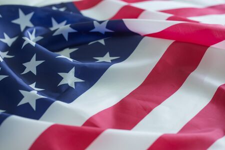 crumpled of United states of America flagの写真素材