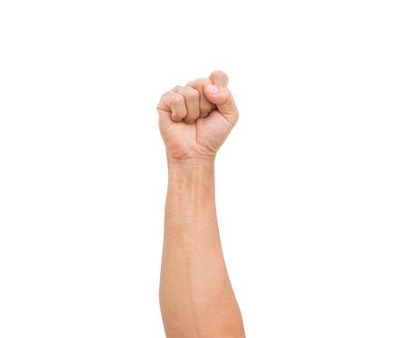 Man hand punch isolated on white background; clipping pathの写真素材