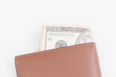 Brown leather walletの写真素材