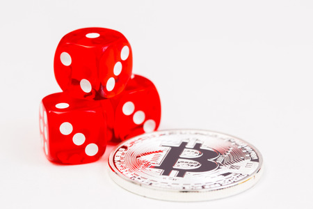 Red dice with Bitcoinの写真素材