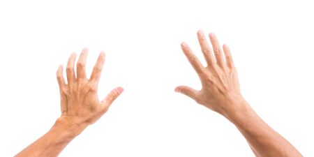 Man hand isolated on white backgroundの写真素材