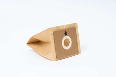Vacuum cleaner paper bag on white backgroundの写真素材
