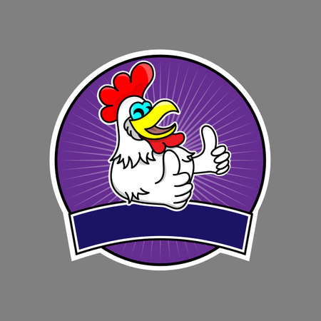 Chicken thumb up sticker label for food productのイラスト素材