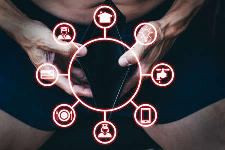 Brown craft paper bag for food packaging template isolated on white background. template mockup collection.の写真素材