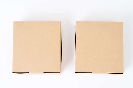 Brown paper box for food package. carton on a white background.