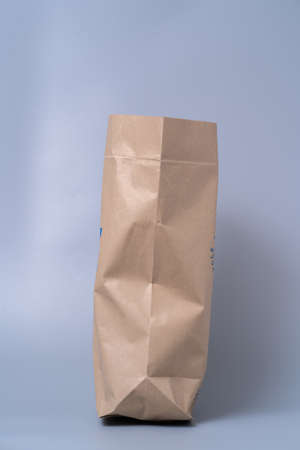 Brown craft paper bag for food packaging template isolated on white background. template mockup...