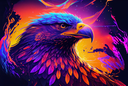 Vibrant color eagle illustration. Generative ai.の素材