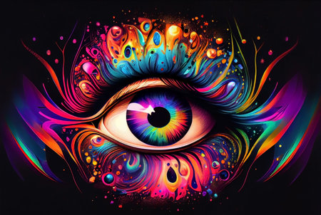 Vibrant color eye illustration. Generative ai.の素材