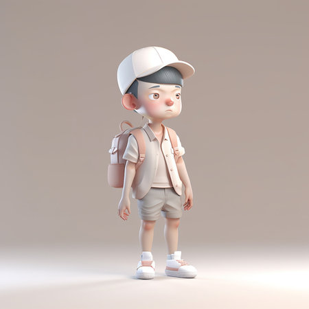3D cute boy cartoon model. Generative ai.の素材
