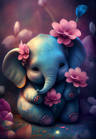 illustration of Ganesha, Little elephant, pastel colored. Generative AI.の素材