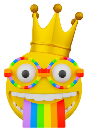 3D funny yellow emoji. Emoticons faces with facial expressions.の写真素材