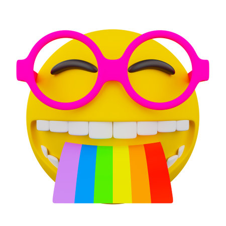 3D funny yellow emoji. Emoticons faces with facial expressions.の写真素材