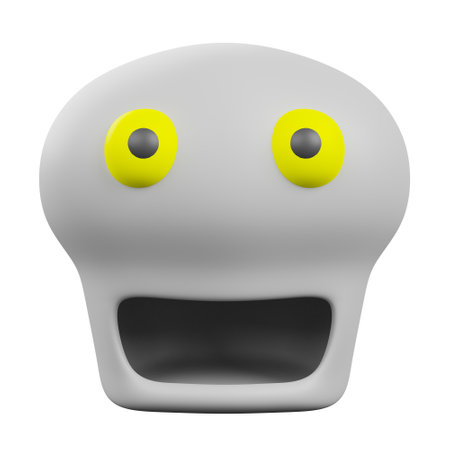 3D funny skull emoji. Emoticons faces with facial expressions.の写真素材