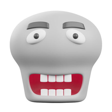 3D funny skull emoji. Emoticons faces with facial expressions.の写真素材