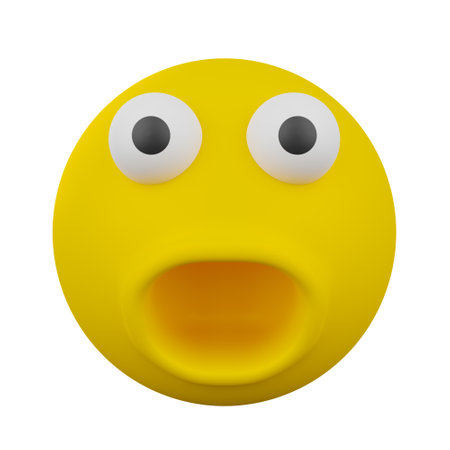 3D funny yellow emoji. Emoticons faces with facial expressions.の写真素材