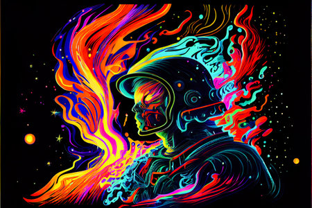 Vibrant color human illustration. Generative ai.の素材
