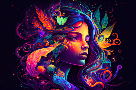 Vibrant color human illustration. Generative ai.の素材