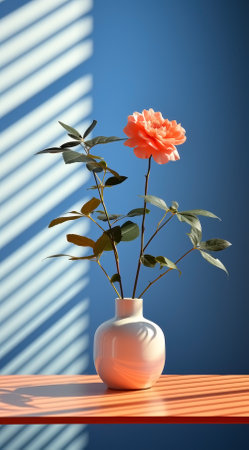 Flower vast on green background. Generative ai.の素材