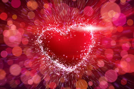 red heart shape burst  computer generated abstract backgroundの写真素材
