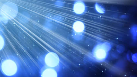 light rays and bokeh circles blue. computer generated abstract backgroundの写真素材