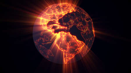 glowing earth worldwide web conceptの写真素材