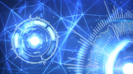 blue circular elements futuristic backgroundの写真素材