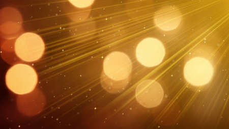 light rays and bokeh circles golden. computer generated abstract backgroundの写真素材