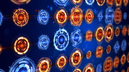 screen with circular equalizers. Computer generated abstract illustration