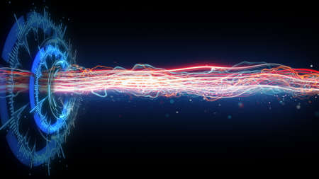 futuristic circular shape and horizontal energy beam