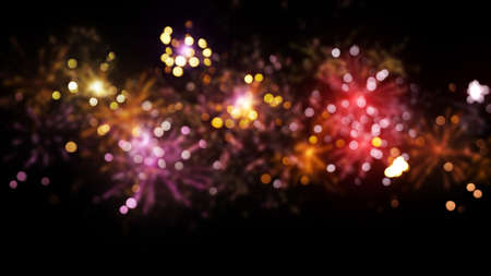 blurred fireworks abstract christmas backgroundの写真素材