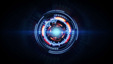 blue red glow futuristic circular shapeの写真素材