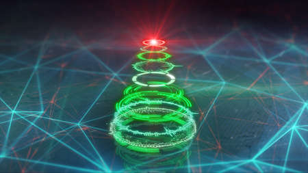 christmas tree futuristic style. computer generated abstract illustrationの写真素材