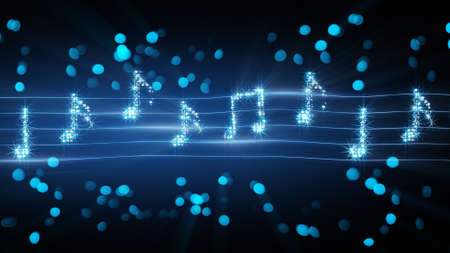 musical notes from fireworks. computer generated abstract illustrationの写真素材