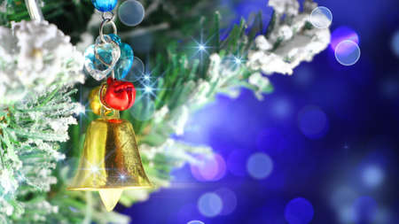 bell christmas tree decoration. festive close-up shotの写真素材