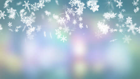christmas snowfall on colorful backgroundの写真素材