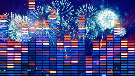 music equalizer and firework party illustration