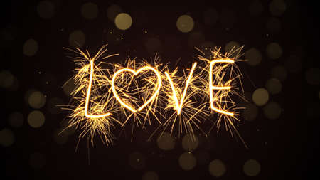 love text sparkler. Computer generated illustrationの写真素材