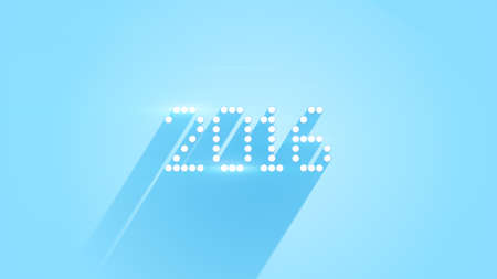 pixelated 2016 sign flat style illustration with long shadows
