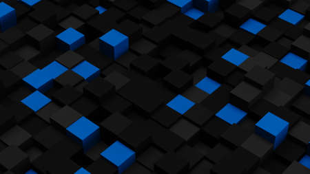 Blue and black 3D boxes. Computer generated abstract backgroundの写真素材