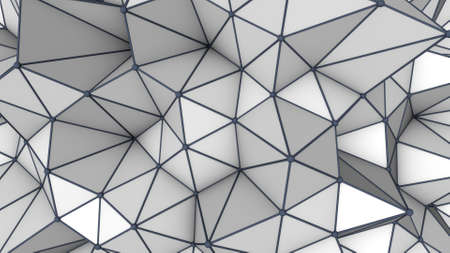 Grey low poly 3D surface. Abstract futuristic render
