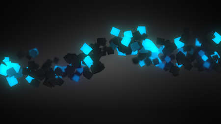 glowing blue 3D cubes wave. abstract backgroundの写真素材