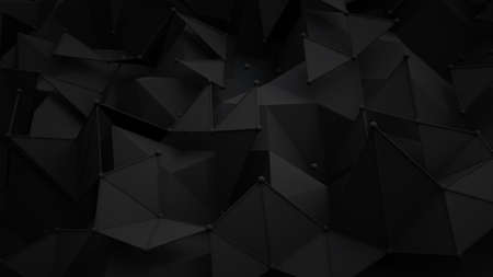 Black polygonal surface. Abstract 3D rendering background