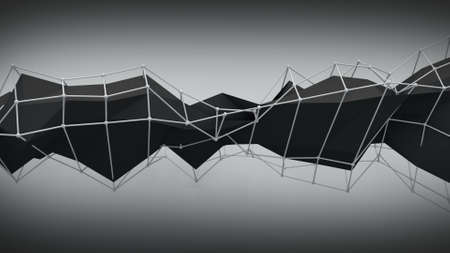 Polygonal black contruction. Abstract 3D rendering