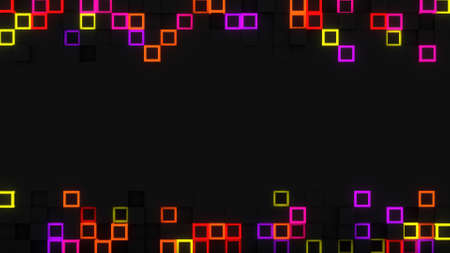 Neon glow extruded cubes. 3D rendering abstract background