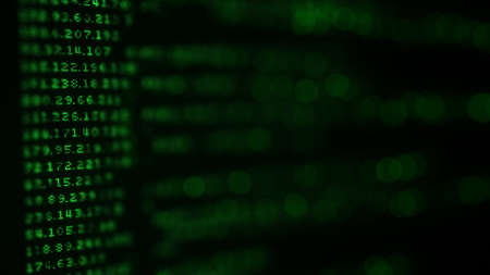 List of IP addresses on screen. Shallow DOF. Abstract information technology 3D renderingの写真素材