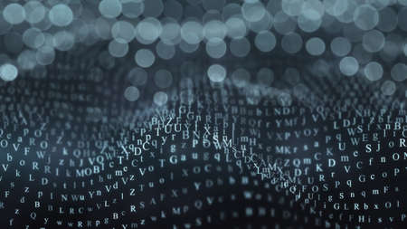 Alphabet wave concept. Abstract 3D renderの写真素材