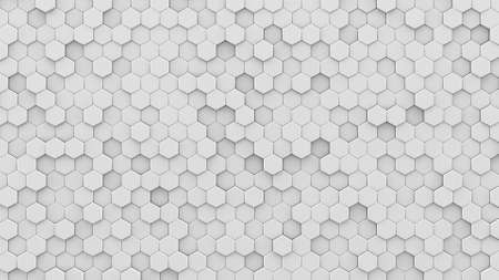 White hexagons mosaic. Computer generated abstract geometric background. 3D render illustration