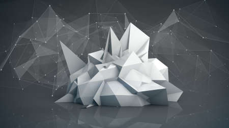 Grey futuristic network shape. Abstract future technology construction. 3D render illustrationの写真素材